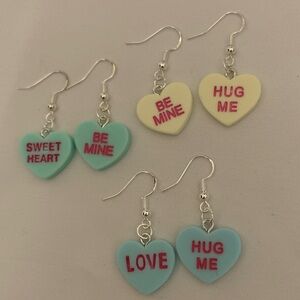 3 Pair Candy Heart Earrings
